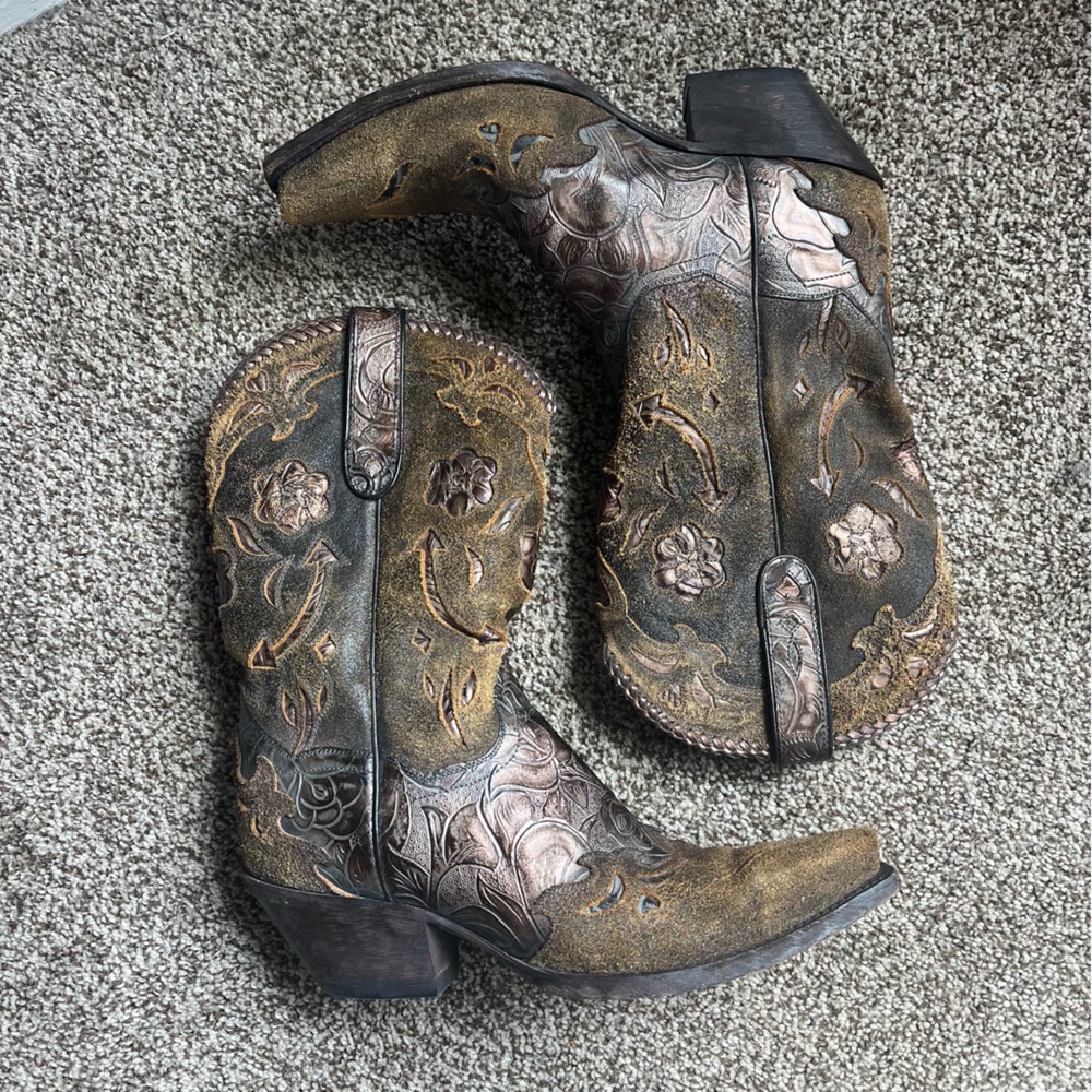 Dan Post Vintage Embroidered Leather Cowgirl Boots Women's Size 9